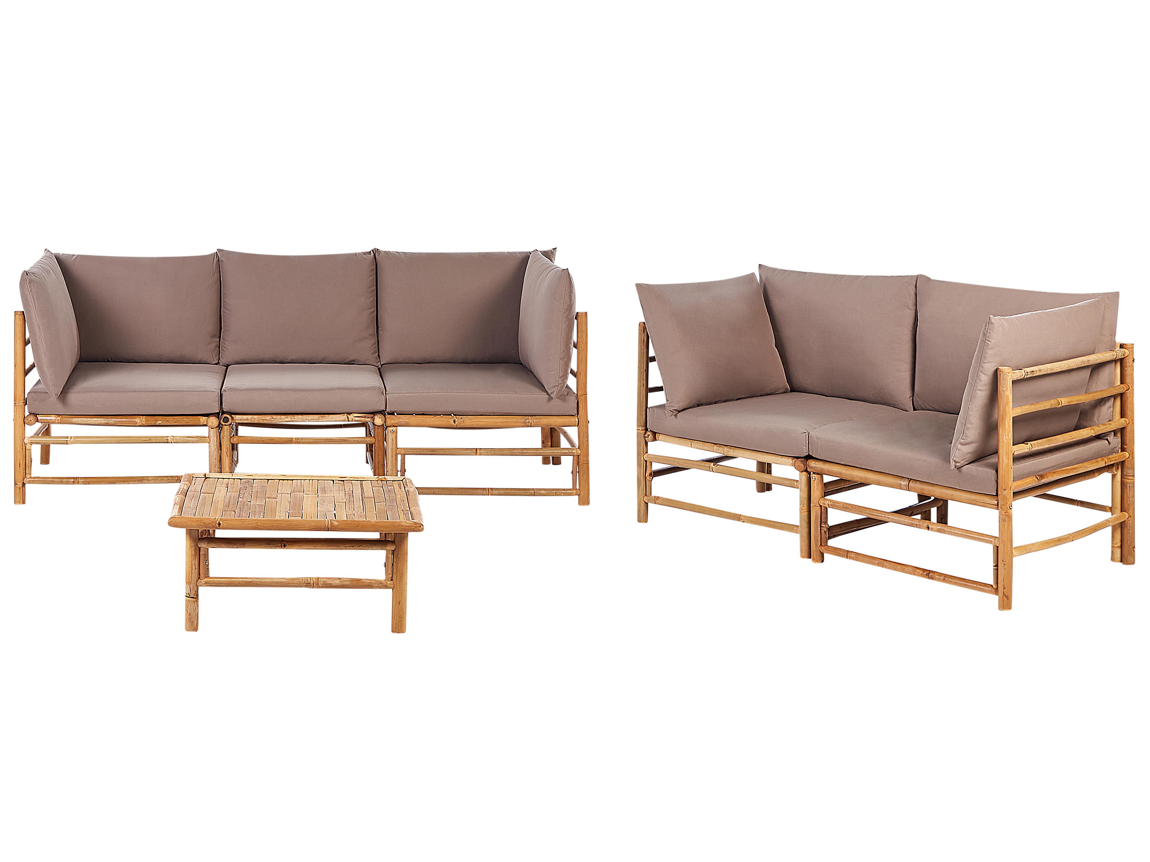 Loungeset met tafel 5-zits CERRETO Bamboehout Taupe