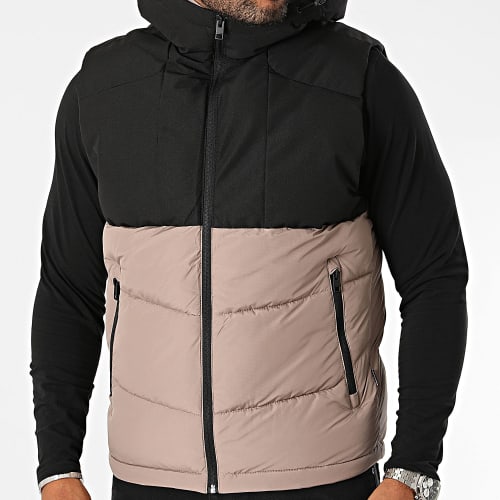 Doudoune Capuche Sans Manches Cootis Beige Noir
