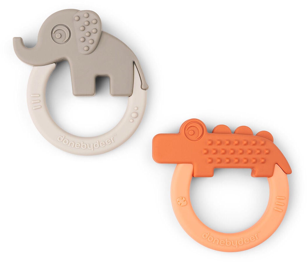 Done By Deer Deer Friends Biteringer 2-pack, Papaya/Sand