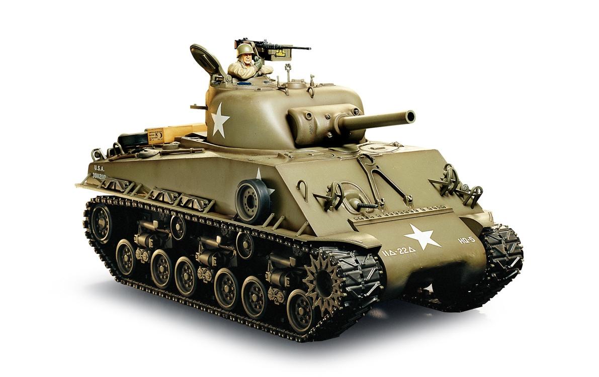 Panzer M4 Sherman 105 mm Howitzer Full-Option Bausatz, 1:16<br>2. Weltkrieg Panzer Bausatz mit vielen Details und Funktionen