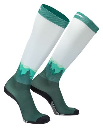 Chaussettes de Compression Nathan Speed Knee High Imprimé Blanc/Vert