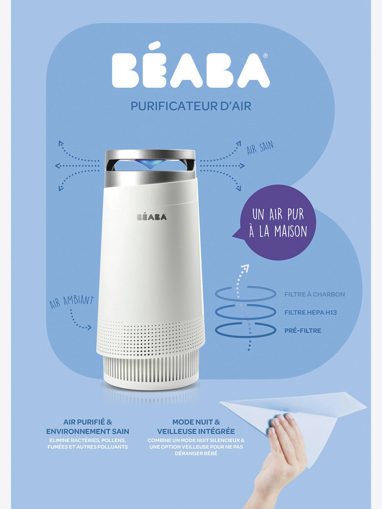 Purificador de ar BEABA, branco claro, suave