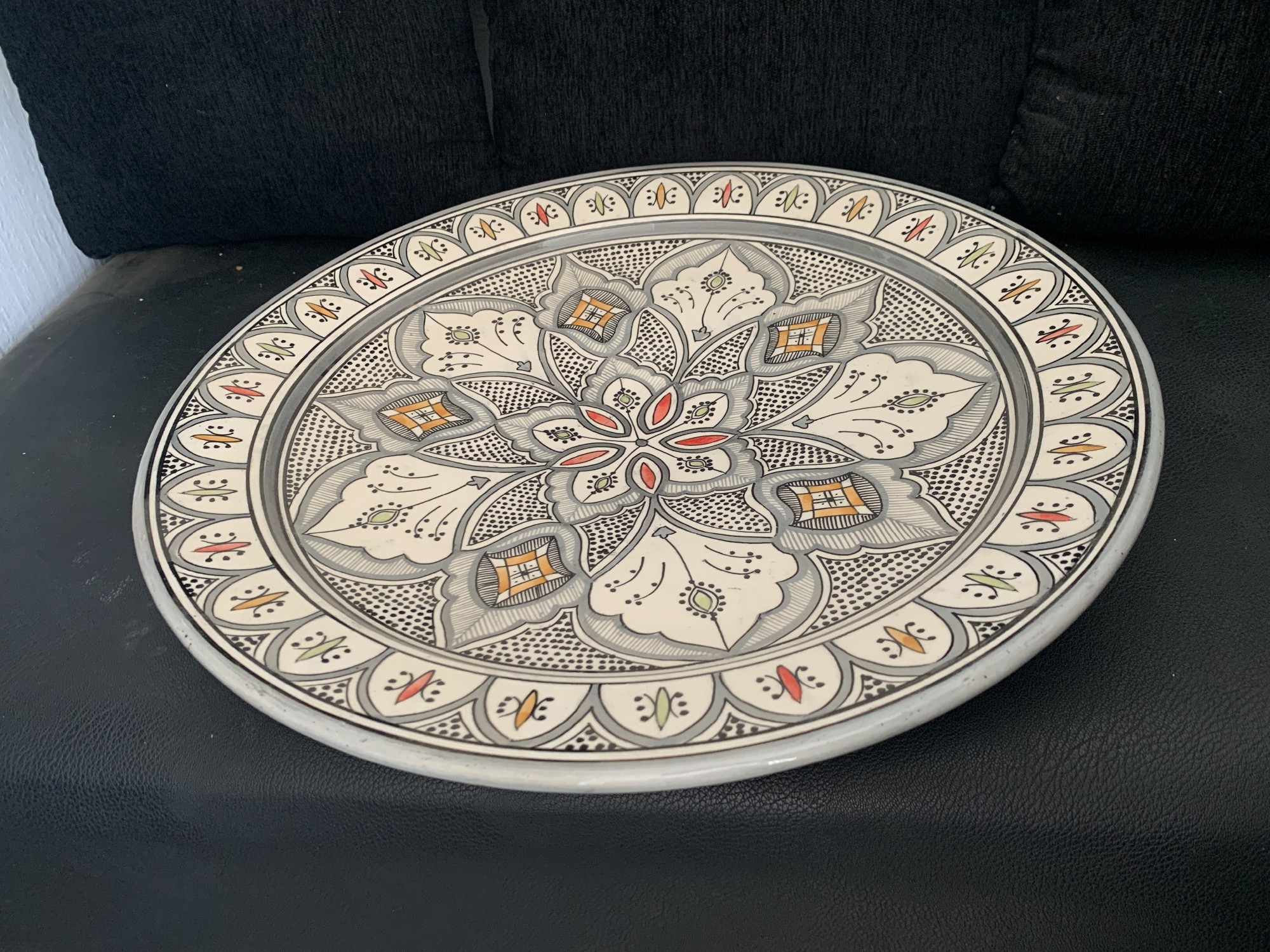 Zierteller, hellgrau/multicolor, Ø 40 cm, H 6 cm von fischer's lagerhaus