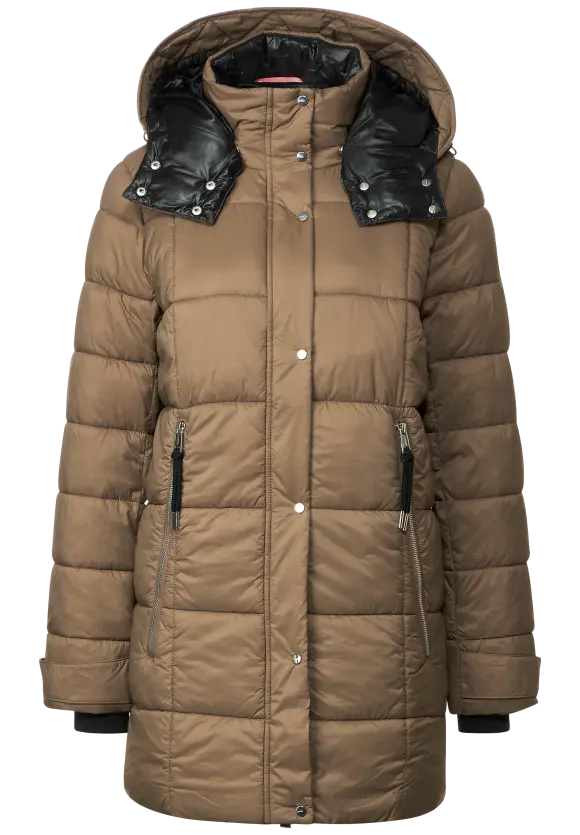 Wintermantel mit Kapuze - rocky brown