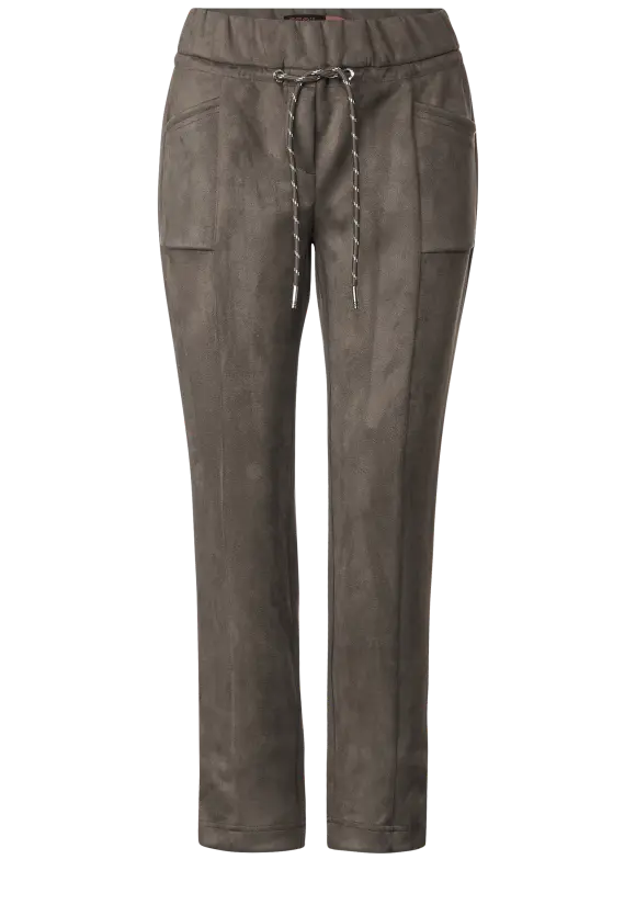 Casual Fit Velourshose - sporty taupe
