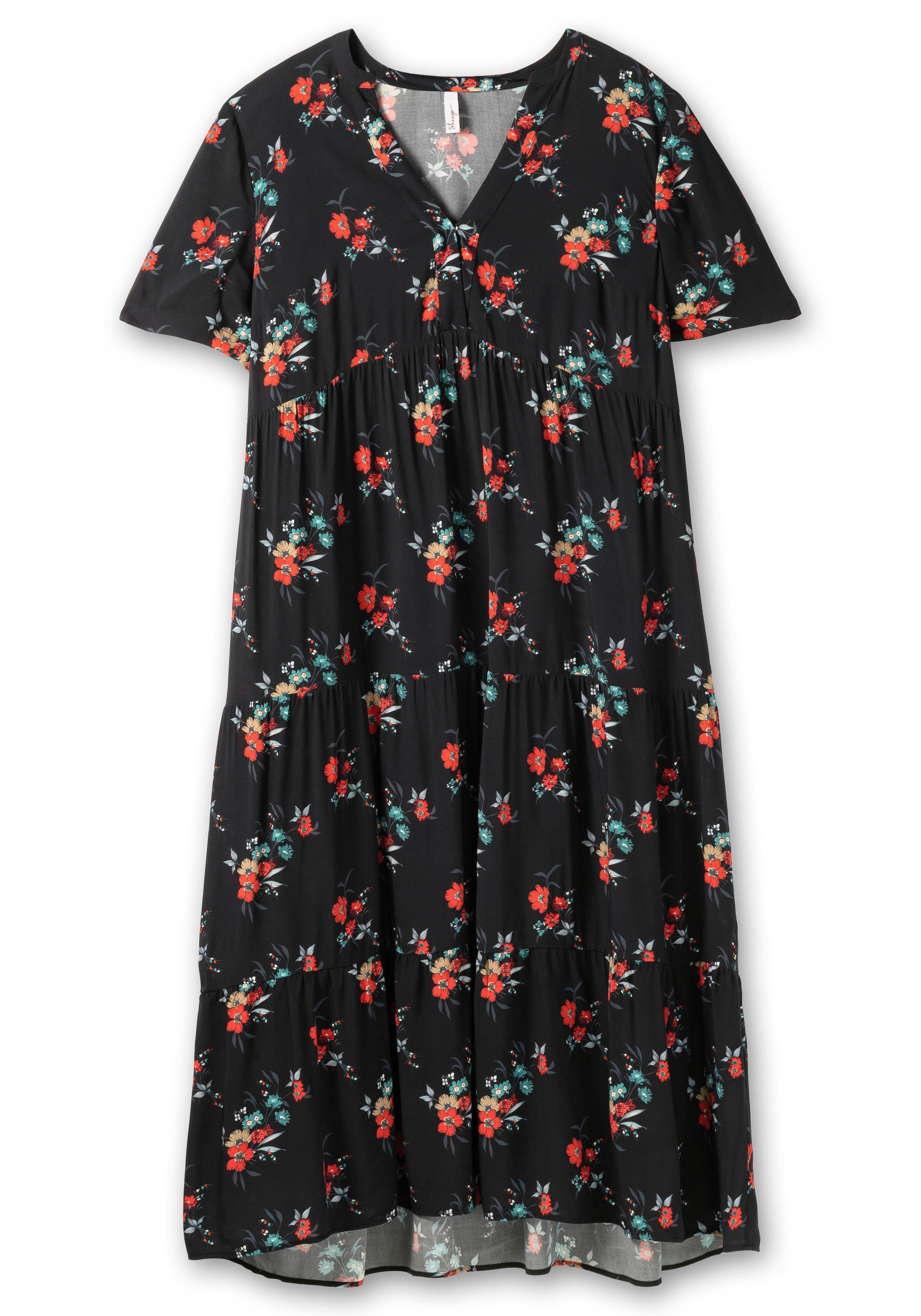Maxikleid mit Blumendruck und V-Ausschnitt