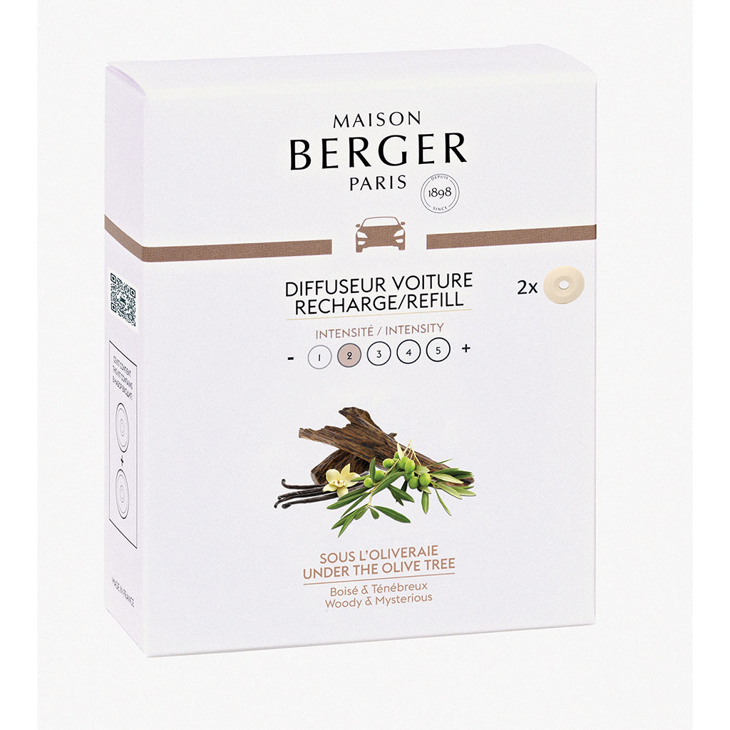 Lot de 2 recharges Sous l'oliveraie pour diffuseur de parfum voiture - MAISON BERGER