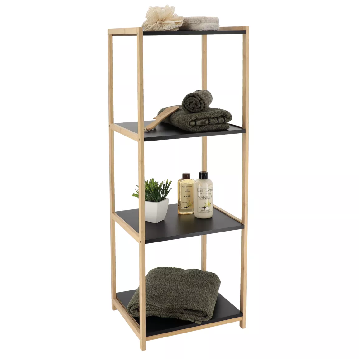Meuble de rangement bambou 4 étagères (35 x H102 cm) Harmonie Noir
