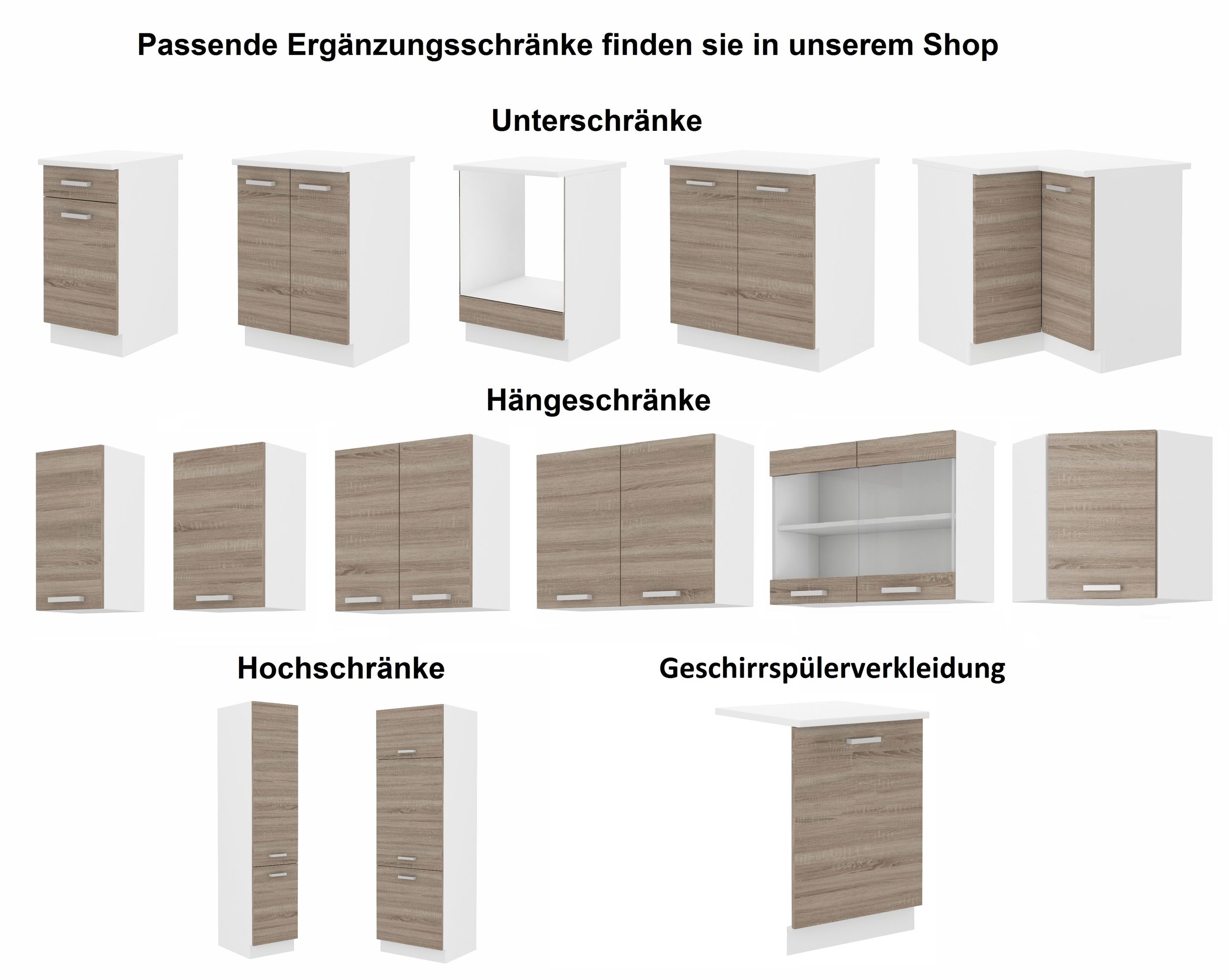Küchen Glashängeschrank 80 cm für das Modell „Dave 240 Eiche Sonoma Trüffel“