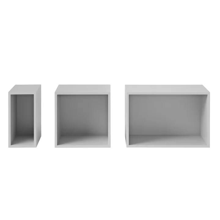 Muuto - Stacked System Regalmodul mit Rückwand, medium / hellgrau