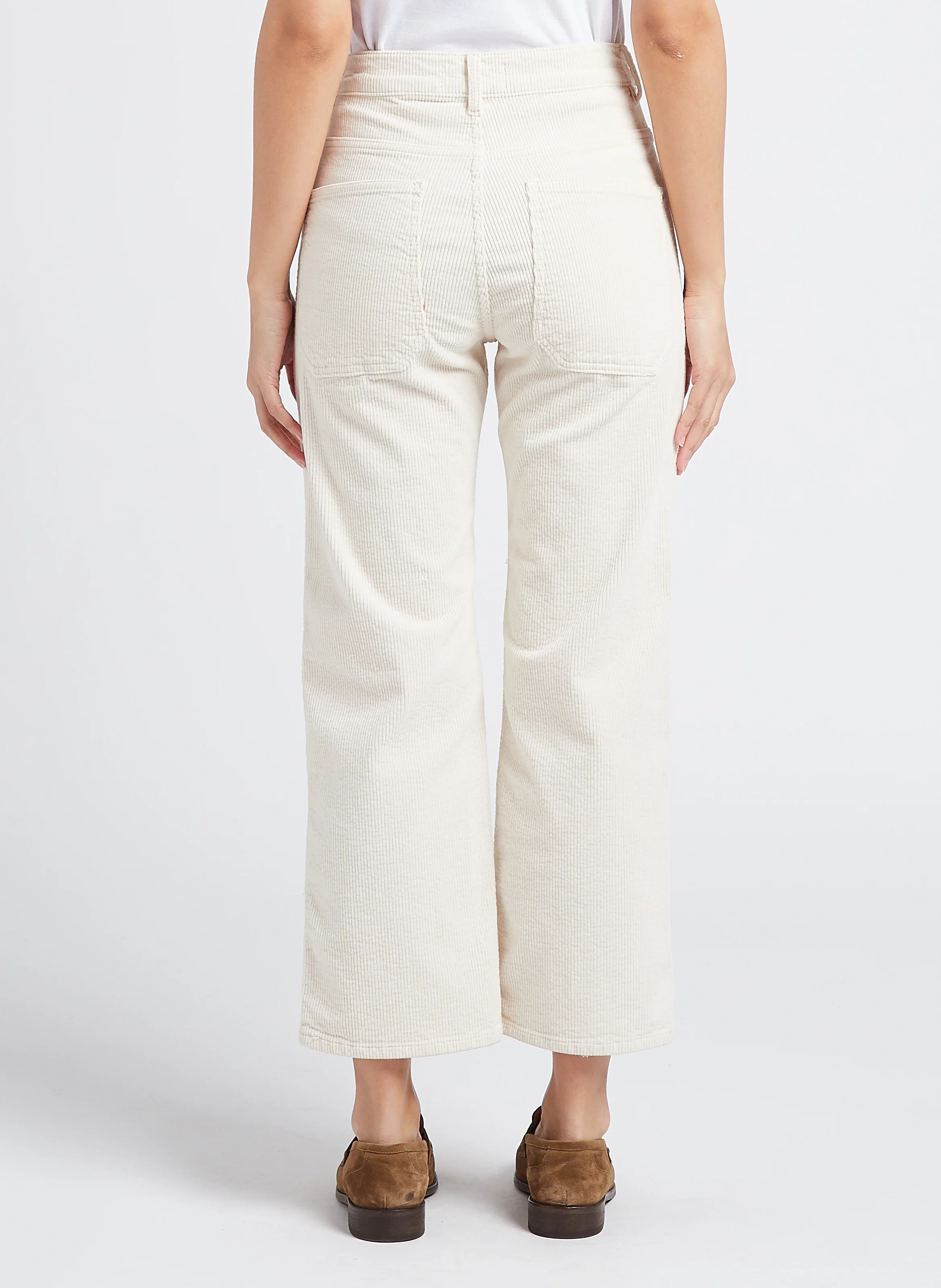 EDDY - Pantalon taille haute large en coton | Blanc