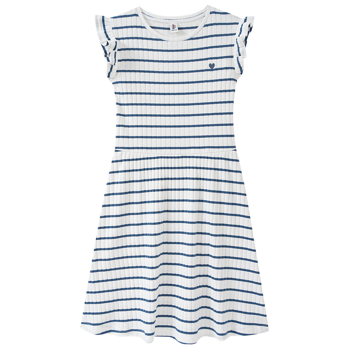 Yigga Mädchen Kleid mit Bio-Baumwolle weiss / dunkelblau