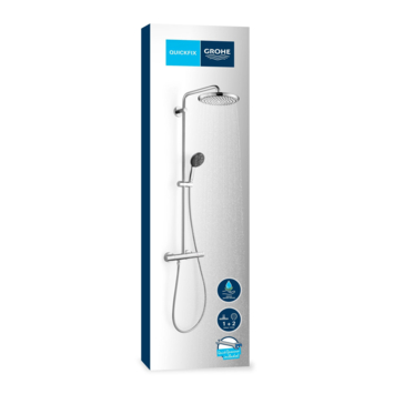 Grohe douchesysteem Vitalio Start 250 met handdouche en thermostaatkraan 2 standen chroom, max. 8,0 L/min bij 3 bar - hartafstand kraan 15 cm
