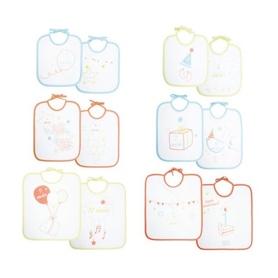 Lot de 6 bavoirs mois / anniversaire    de               Babycalin