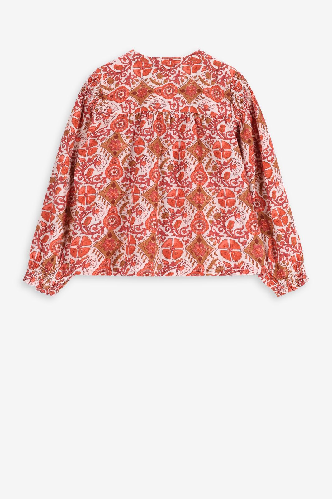 Printed cotton blouse with smock detailsMulticolour blouse