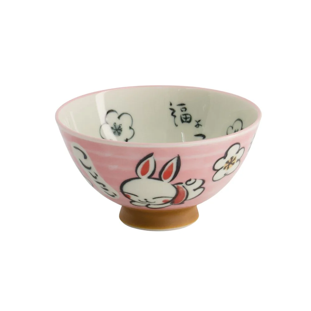 Tokyo Design Studio  Kawaii Rabbit Rice skål, pink - 300 ml.