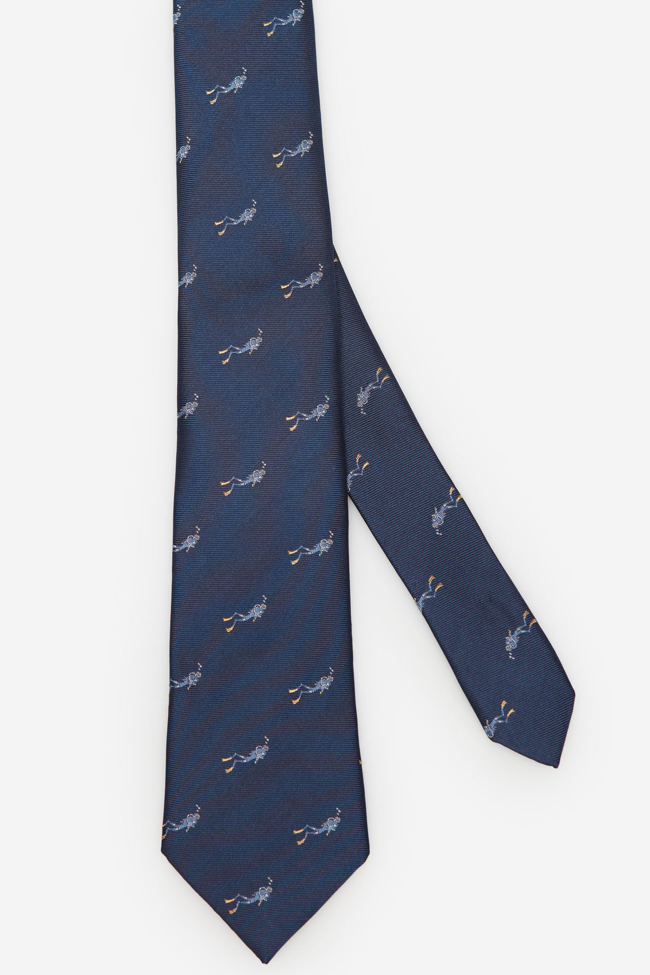 Gravata de seda estampada - Azul marinho