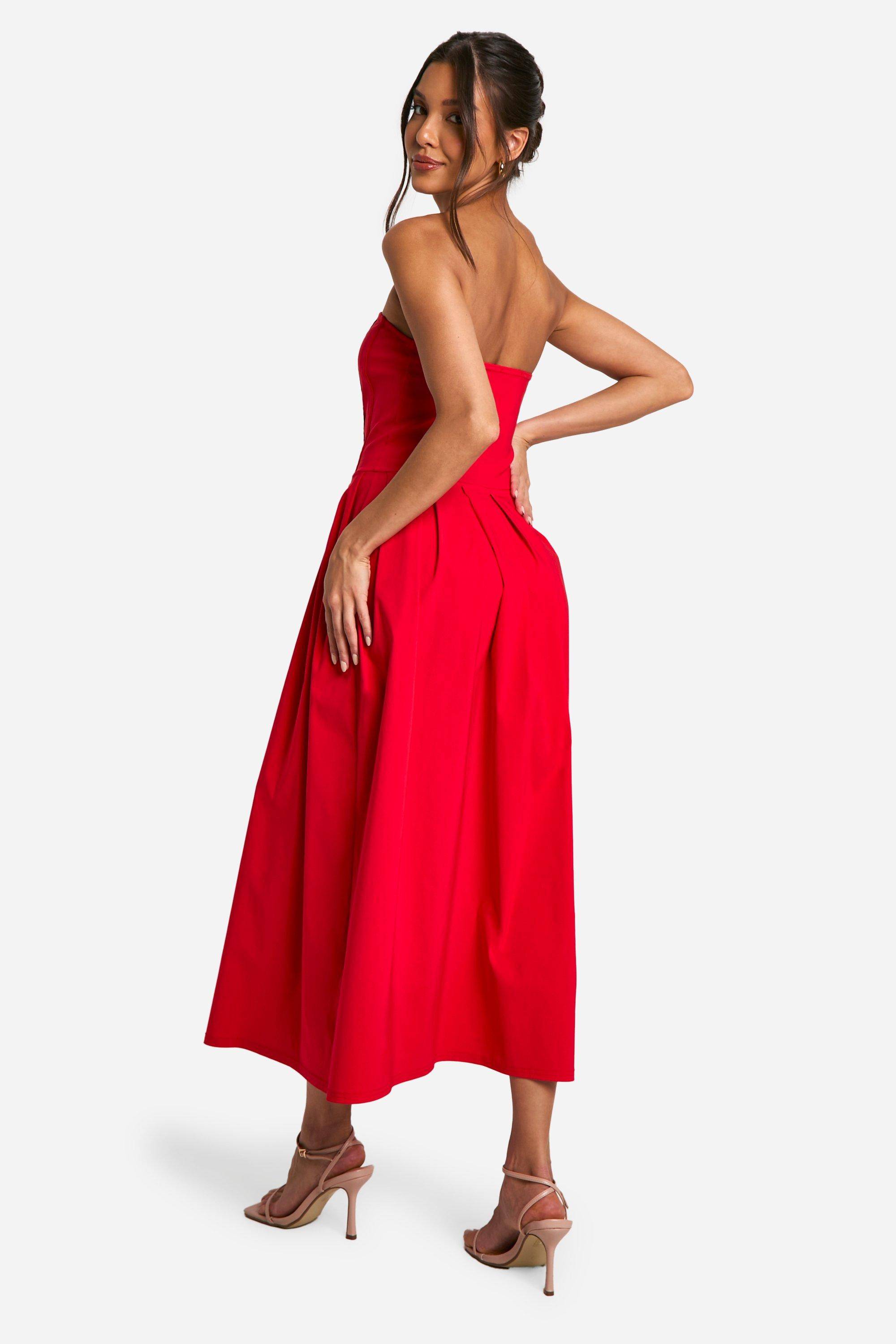 boohoo Robe Midaxi Corset Skater en Bengaline