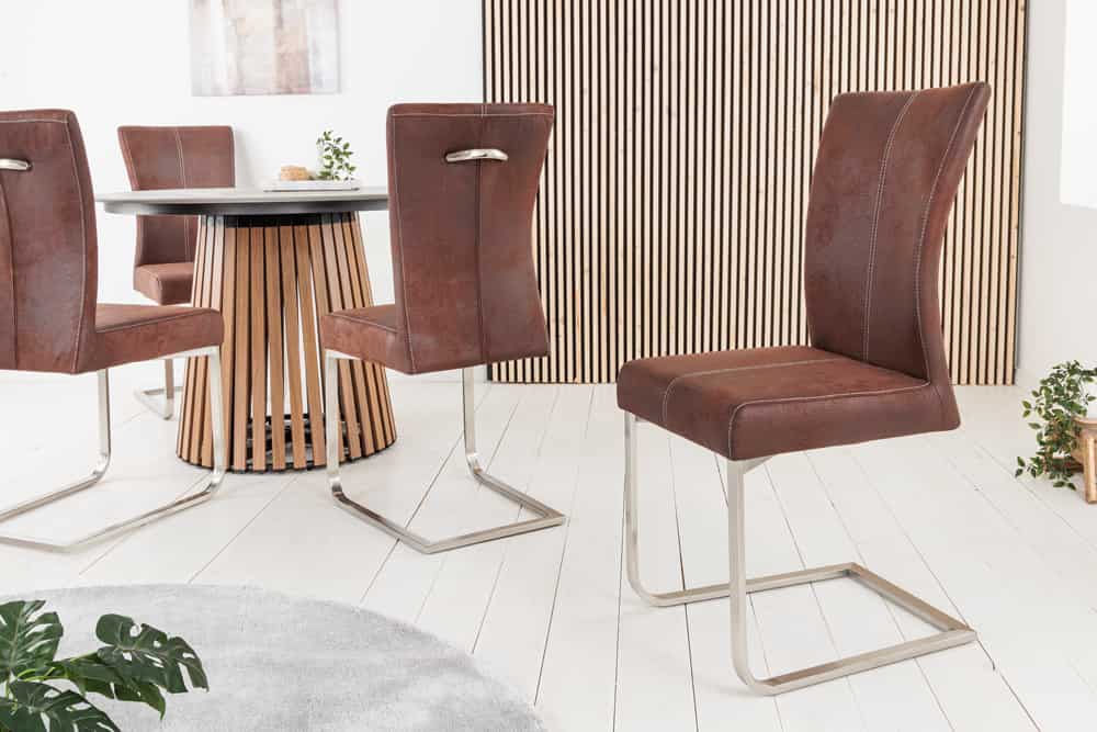Freischwinger Stuhl SAMSON dark coffee Edelstahlrahmen mit Komfortgriff