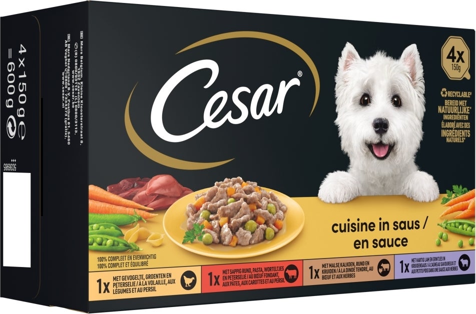 Cesar hondenvoer in saus Cuisine 150 g 4 stuks