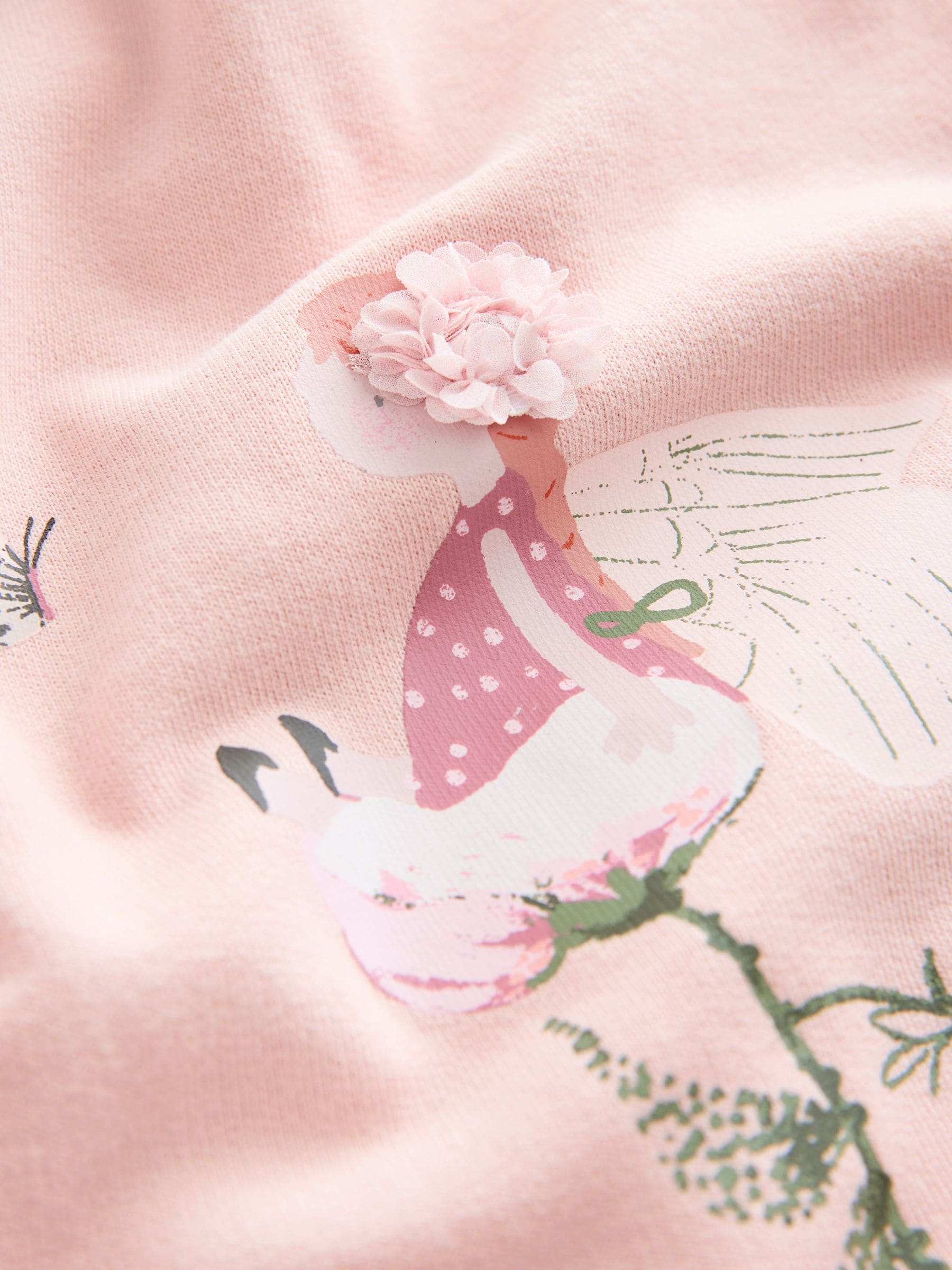 Roze bloemenfee - Set met sweatshirt en legging met ruches aan de zoom (3mnd-7jr)