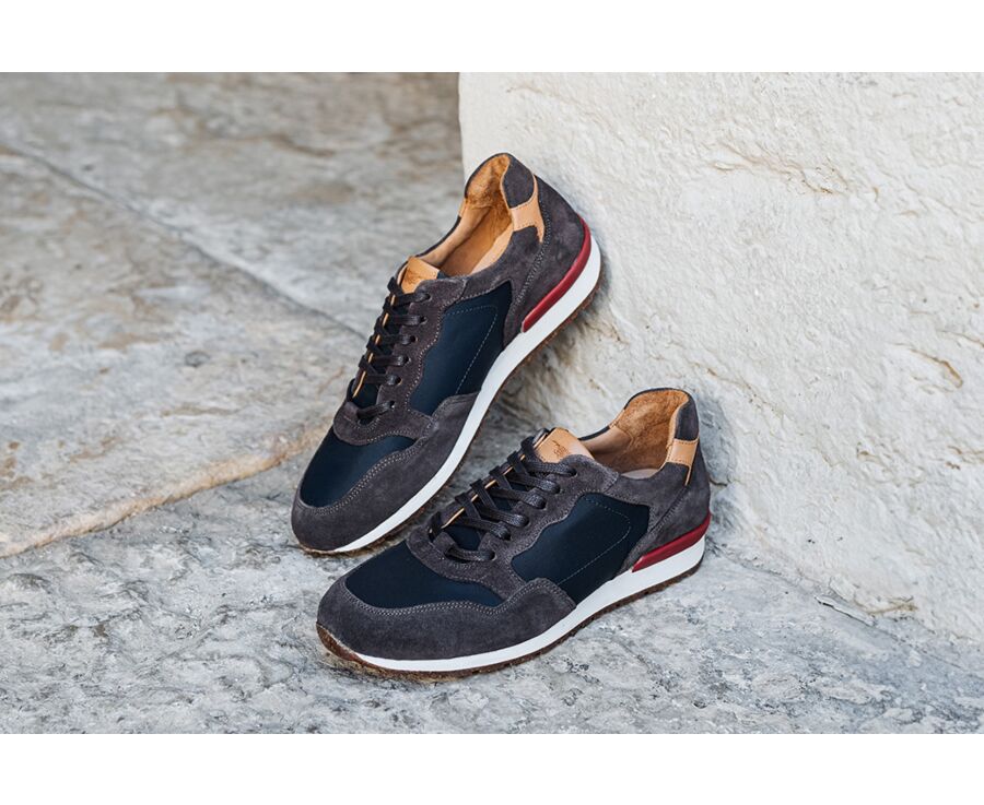Sneakers homme Velours Gris et Marine - CANBERRA II