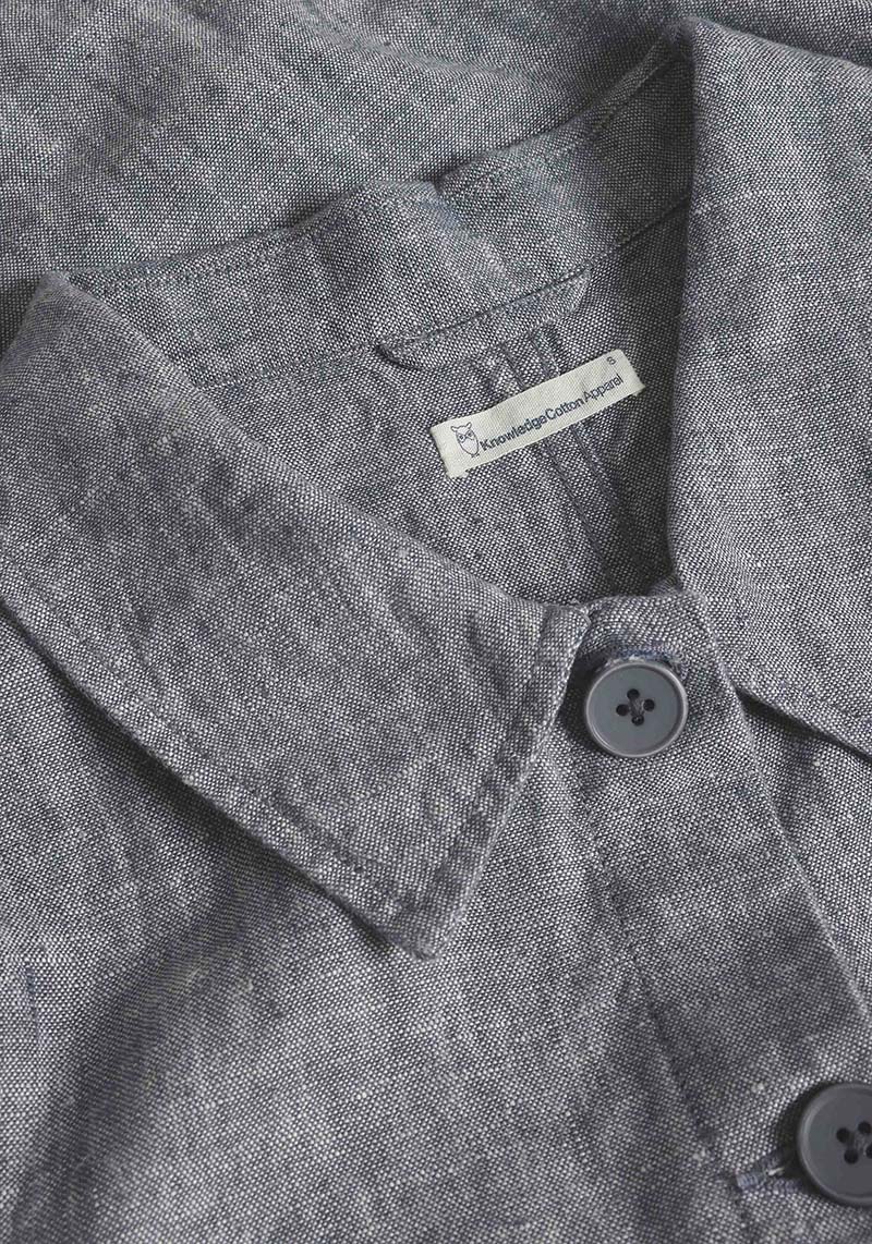 Knowledge Cotton Apparel Leinen-Overshirt Regular Linen Vintage Indigo