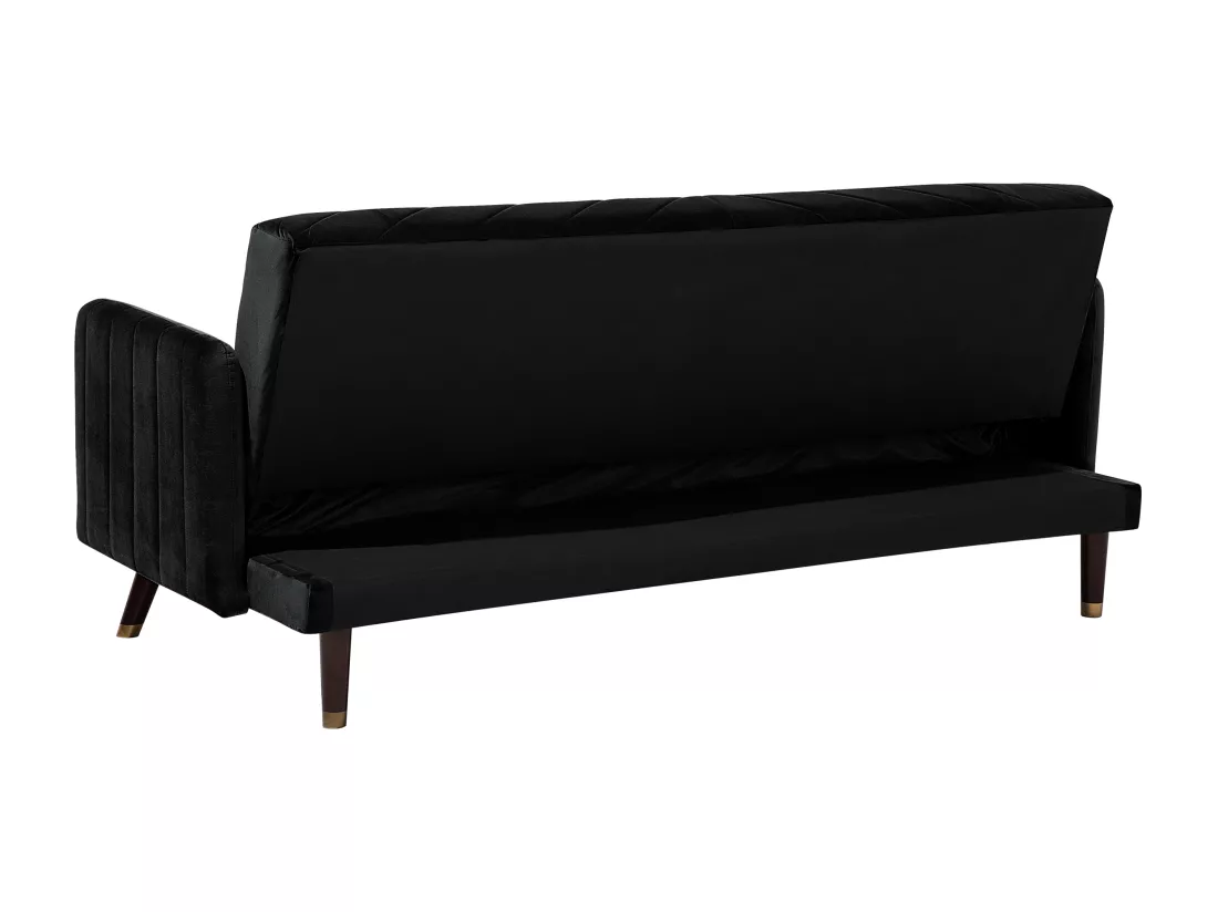 Canapé convertible 3 places en velours noir SENJA