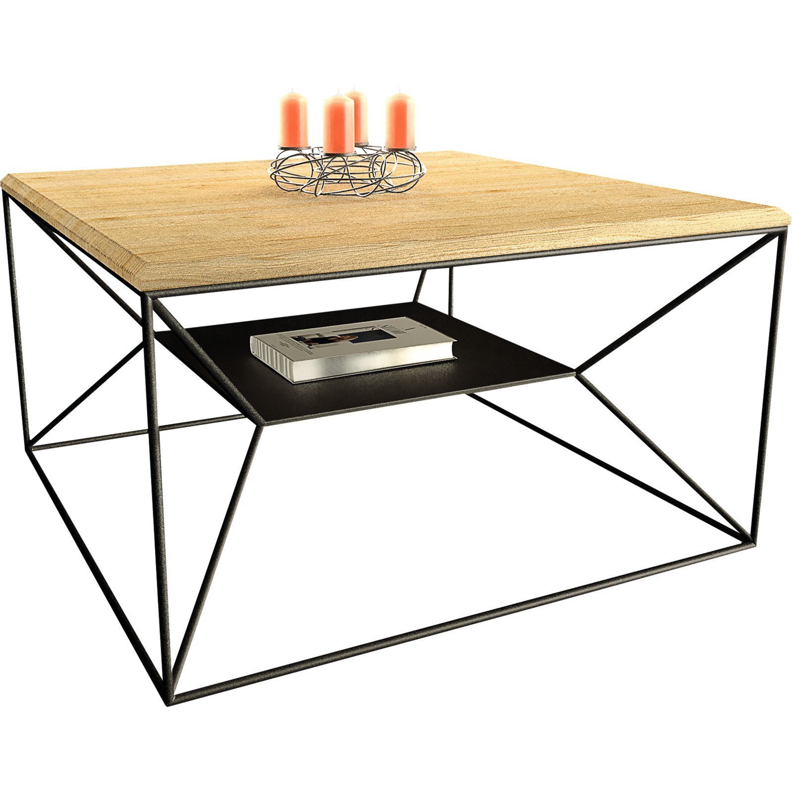 Salontisch Wilna Wildeiche massiv geölt 70 x 40 x 70 cm