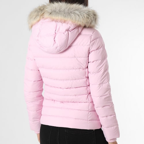 Doudoune Capuche Fourrure Femme Basic 8588 Rose