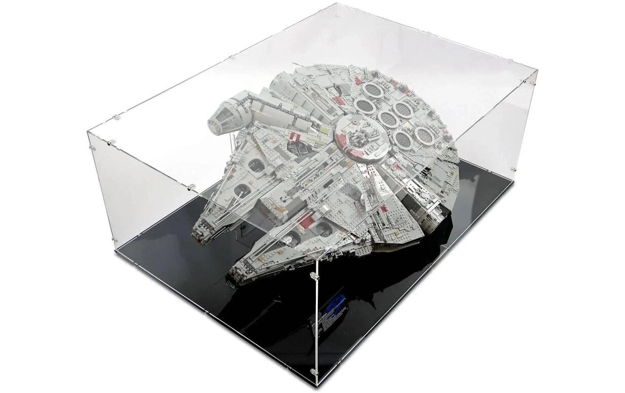 Baukasten Acryl-Display für LEGO 75192 Star Wars<br>Horizontale Acry-Display-Box mit Ständer und schwarzem Boden für LEGO Star Wars UCS Millennium Falcon