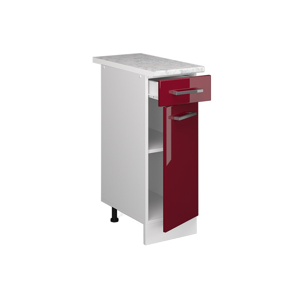 Vicco Schubunterschrank Küchenschrank Küchenzeile R-Line 30 cm Weiß Bordeaux Tür Schublade Arbeitsplatte