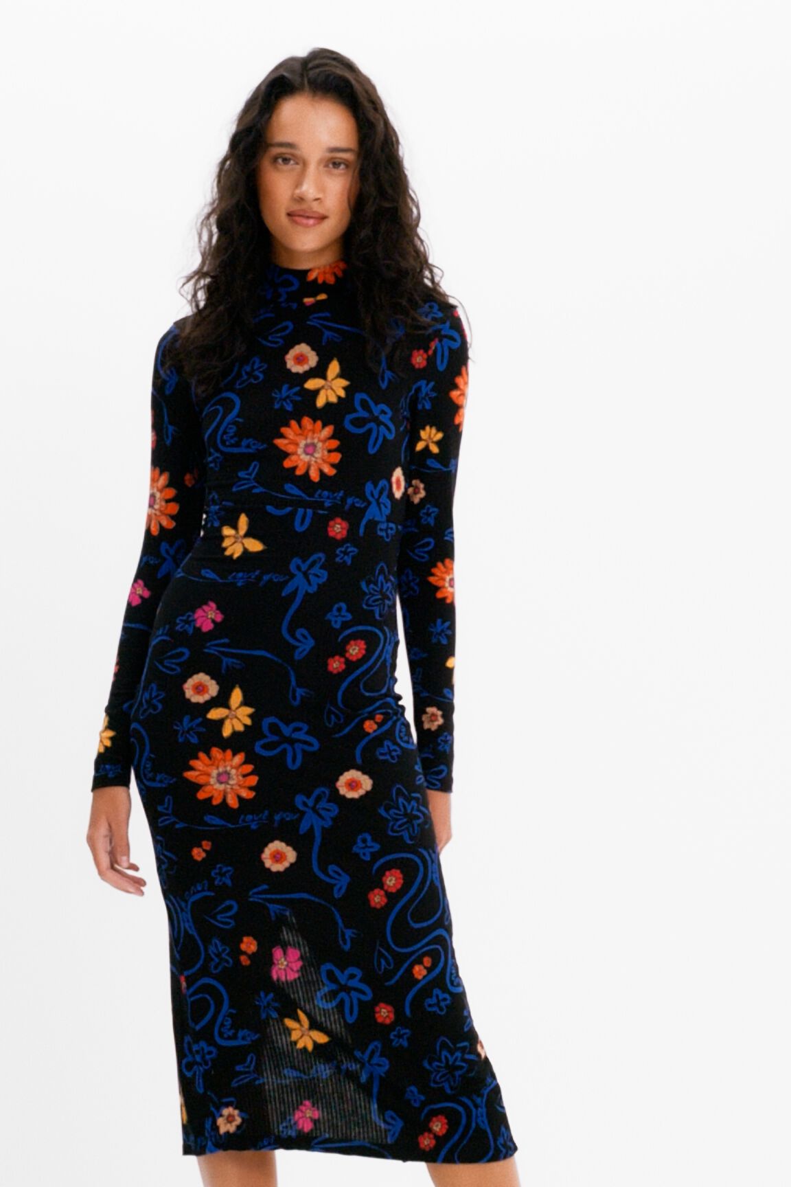 Robe midi ajustée fleurs