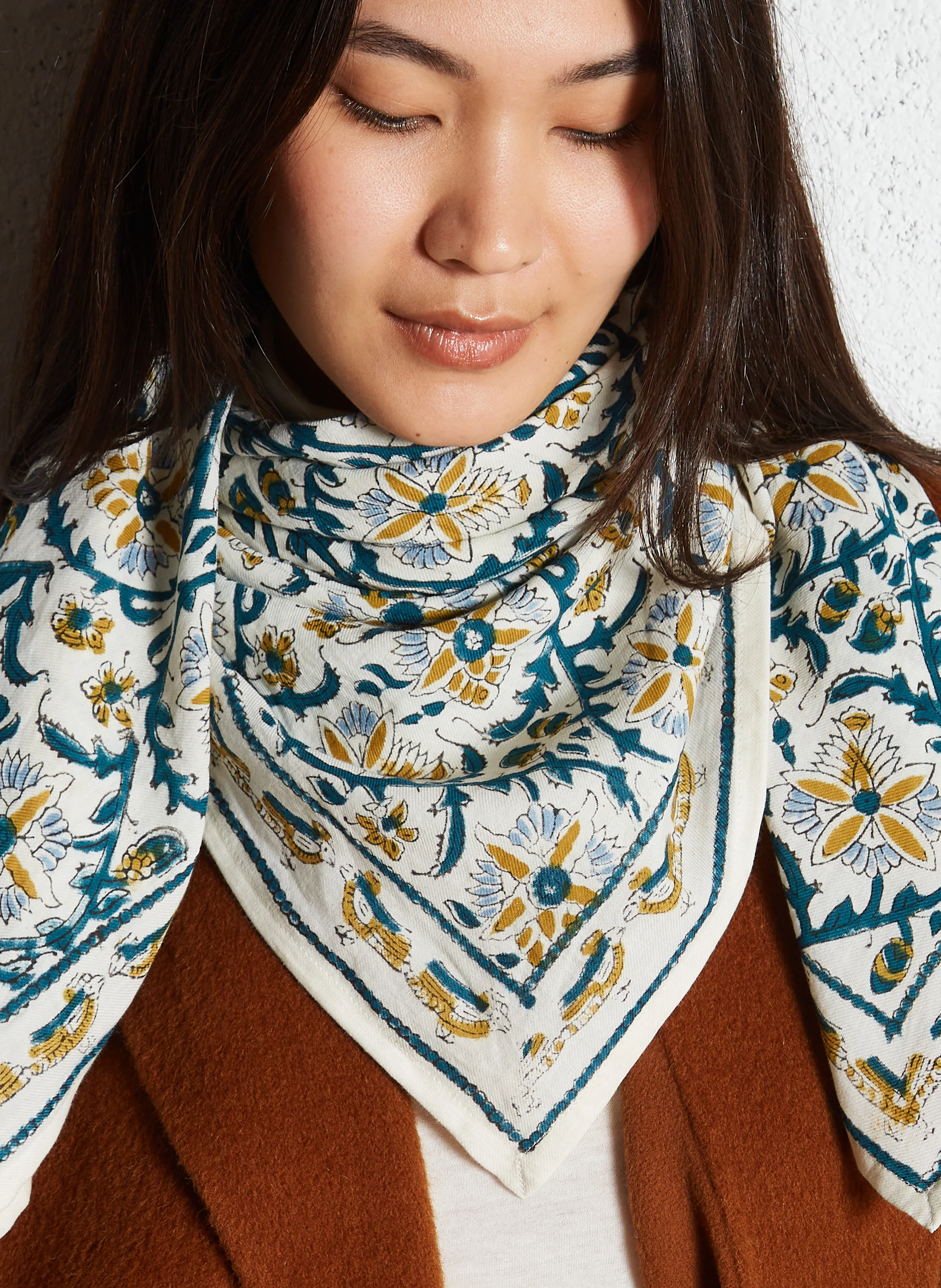 LATIKA - Foulard en coton imprimé | Beige