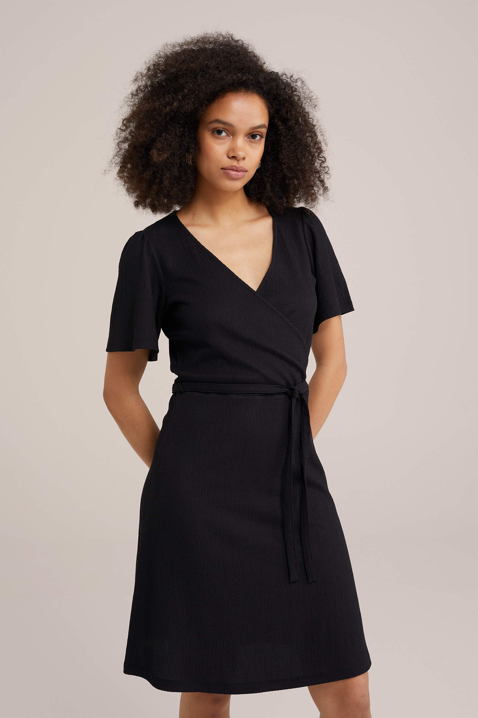 jurk met structuur WE Fashion Zwart