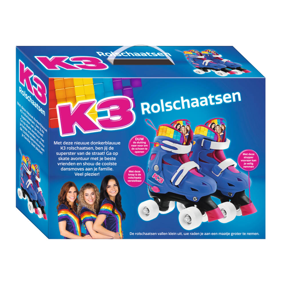 K3 rolschaatsen regenboog - maat 30/33 - donkerblauw