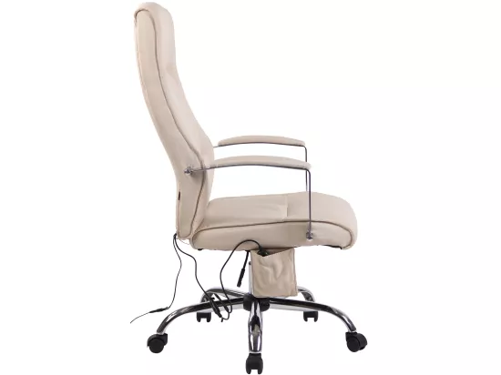 Chaise de bureau - Tissu & Métal chromé - Crème - Portland