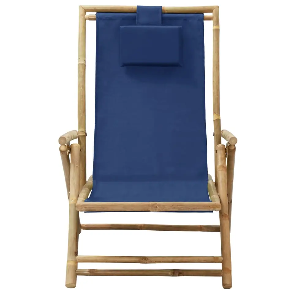 vidaXL - Relaxstoel - Blauw - Bamboe en stof - Verstelbaar