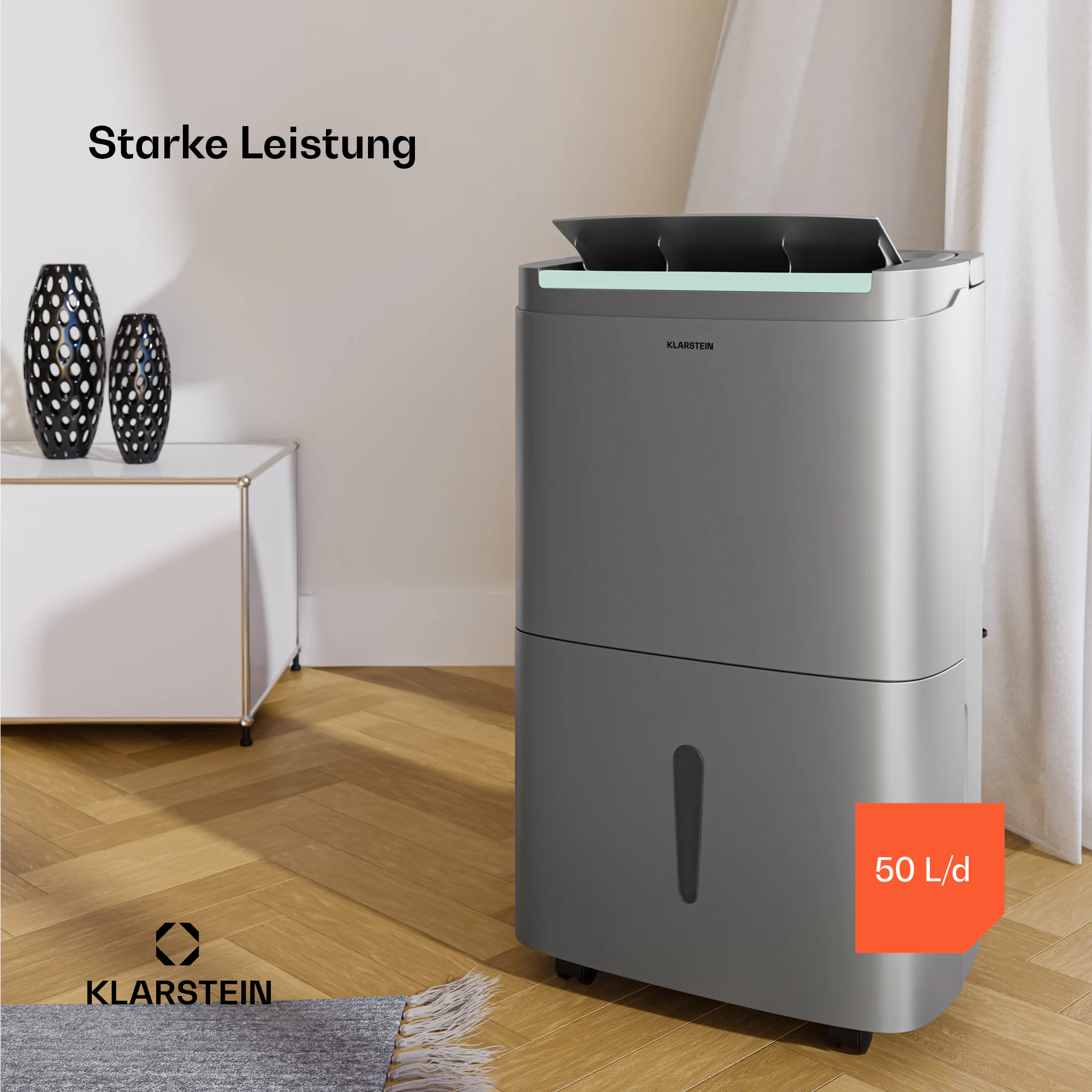 DryFy Connect 50 Dehumidifier | 50 L / Day | 45-55 m² | App Control | Mobile | Water Tank Edelstahl 50l/24h
