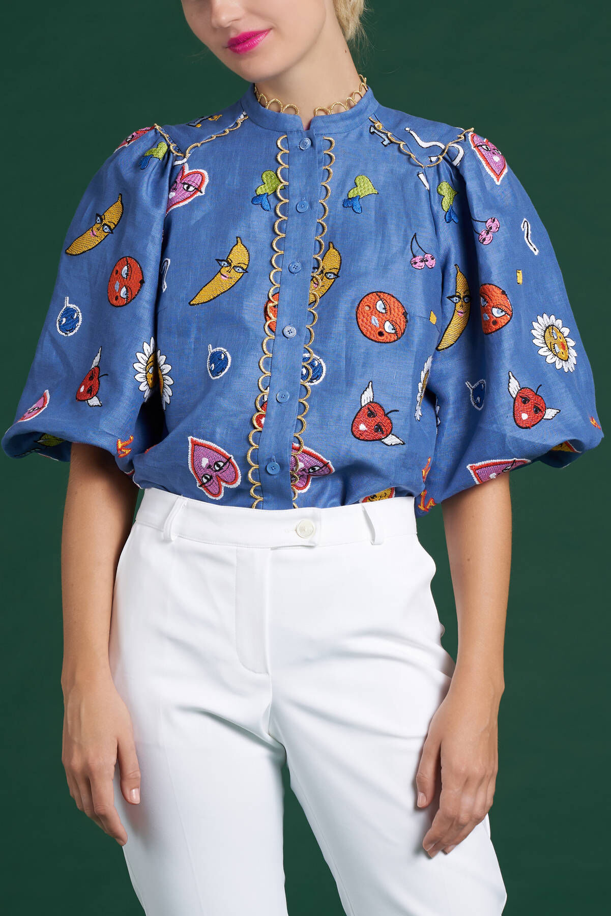 Maison Common| Damen Leinenbluse Kurzarm