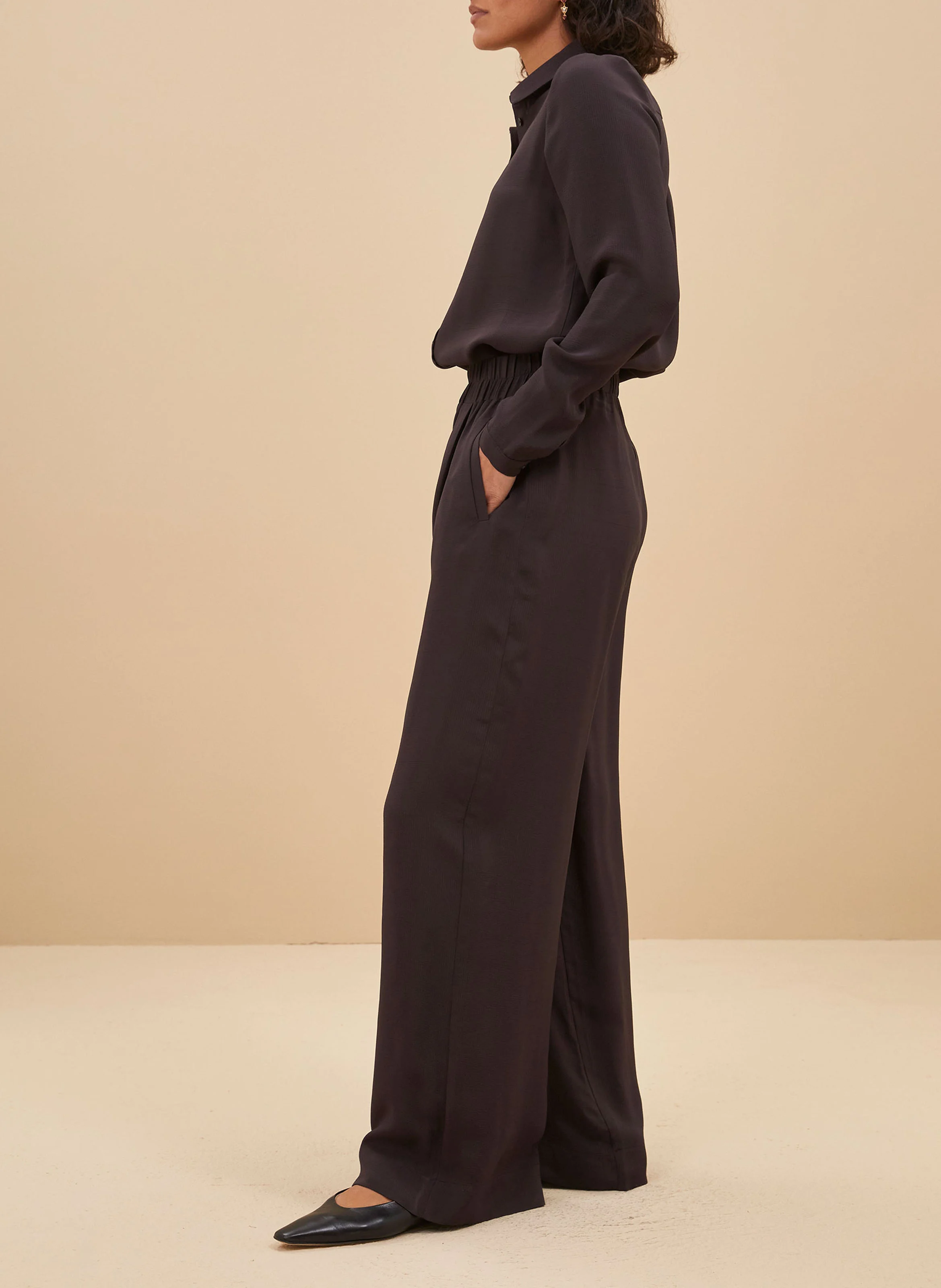 BENJI - Pantalon ample jacquard | Marron