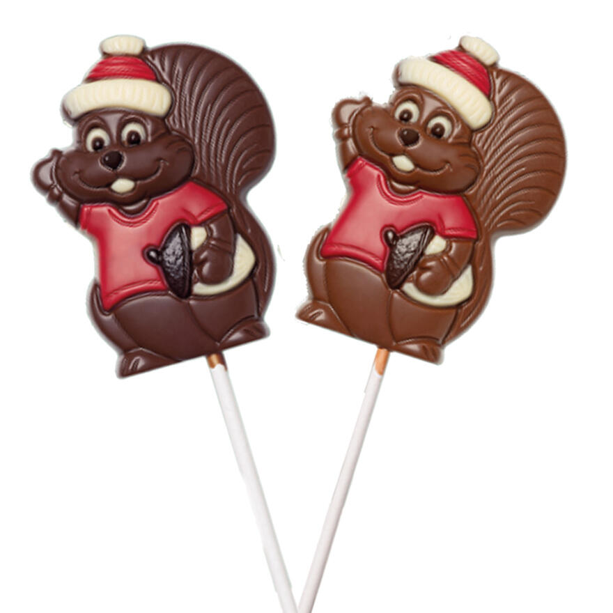 Sucette écureuil de Noël chocolat au lait ou noir
