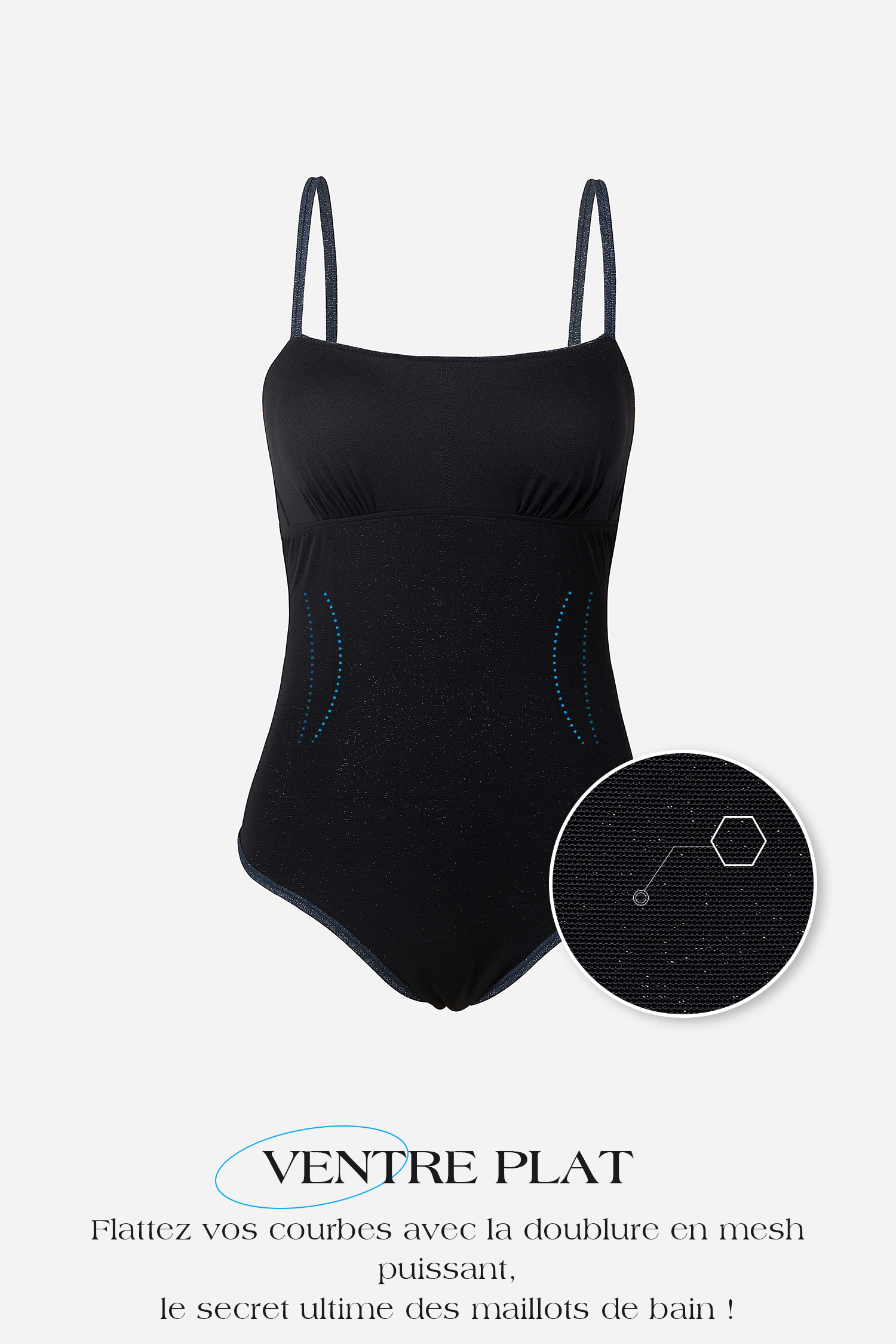 Maillot de bain une pièce ventre plat à col carré orange