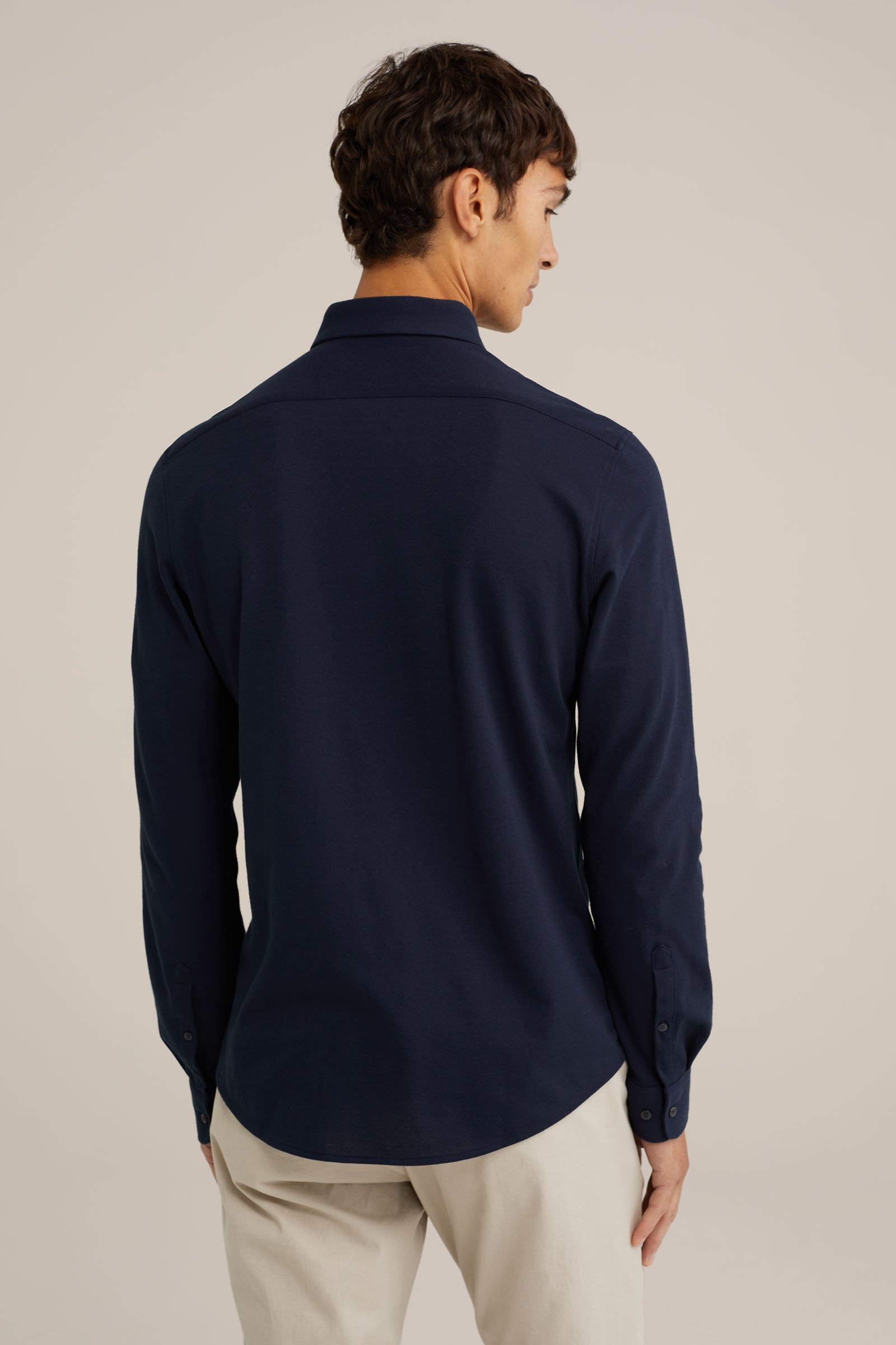 piquéjersey overhemd met stretch Fundamentals Kobaltblauw