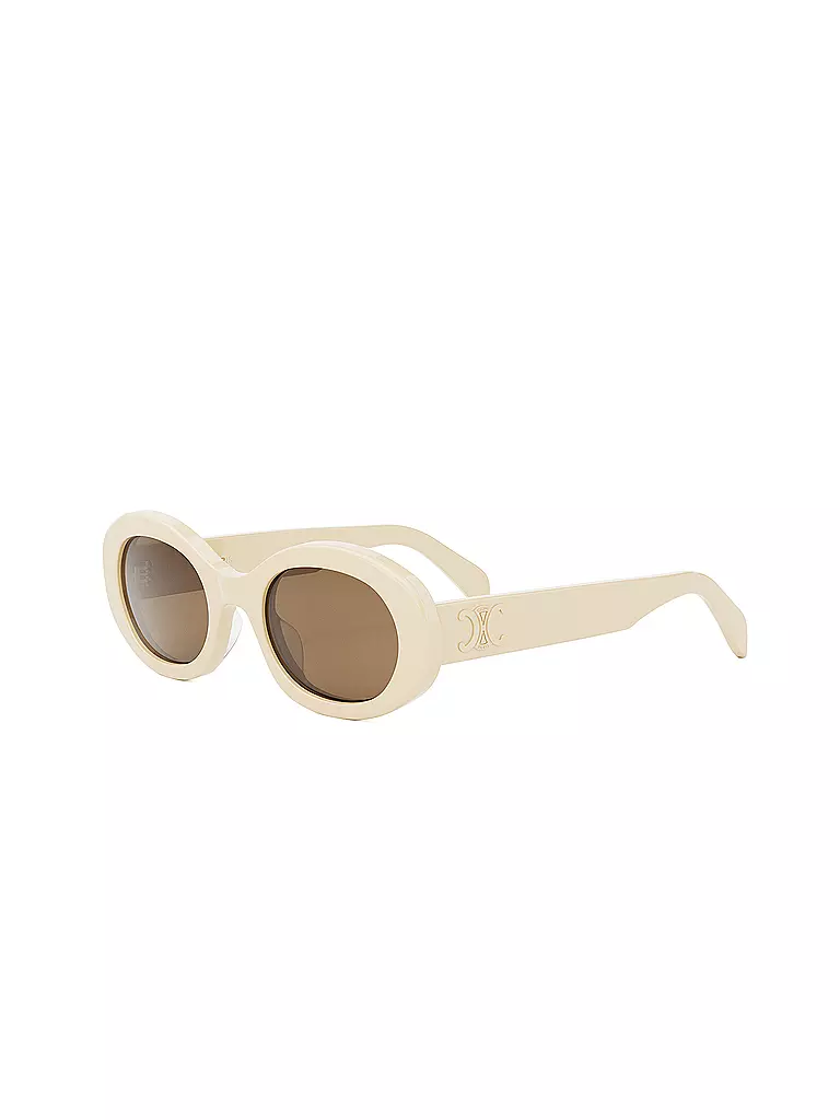 CELINE Triomphe weisse ovale Sonnenbrille creme