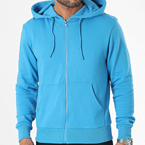 Sweat Zippé Capuche Bleu