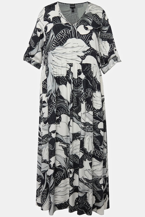 Kleid,  A-Linie, V-Ausschnitt, 3/4-Arm