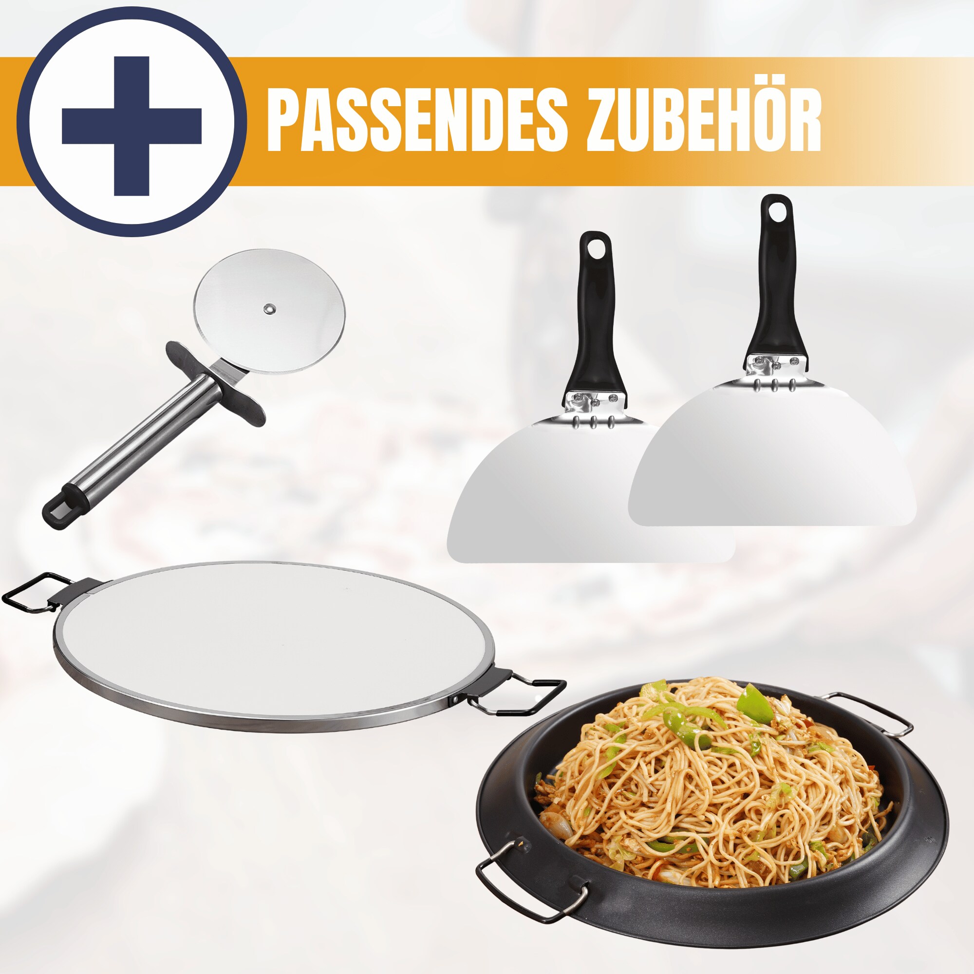 Sommertal PizzaProfi Pizzaofen, 32cm Pizzastein, schnelle 3-Minuten Pizza, 5-teiliges Set mit Pfanneneinsatz, 2x Pizzaschieber, Pizzaschneider, Steinplatte, Sichtfenster, max. 400°C