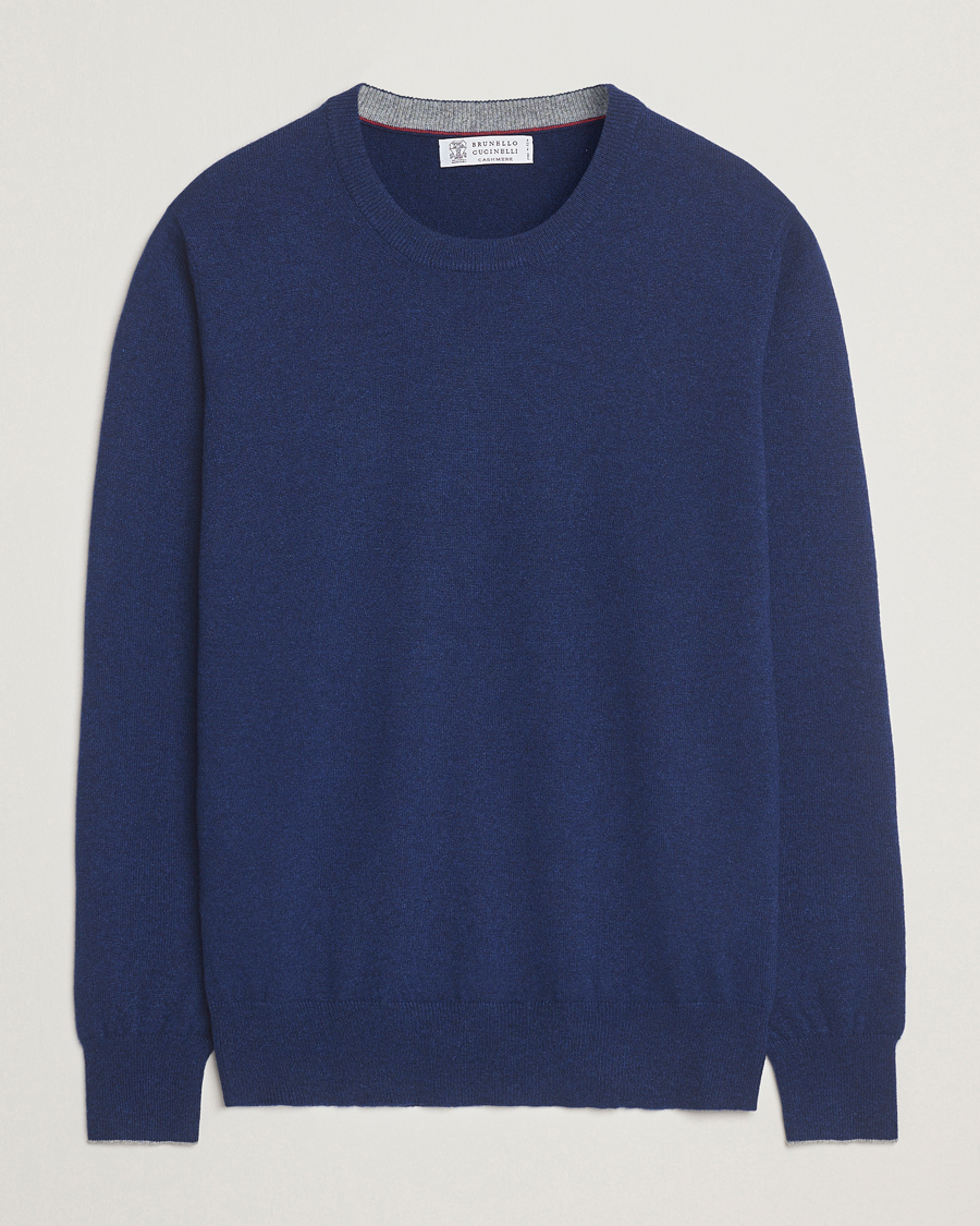 Brunello Cucinelli 2 Ply Cashmere Pullover Dark Blue