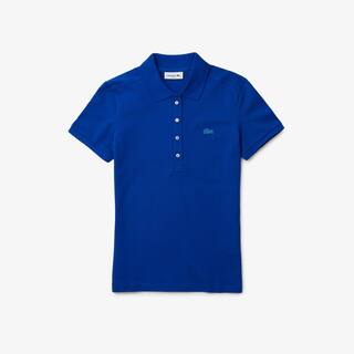 Polo L.12.D slim fit en mini piqué stretch Manches Courtes - Bleu - Lacoste - Femme